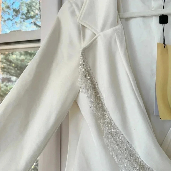 NWT Free People PatBO Velvet Blazer Mini Dress White Beaded Long Sleeve $1000 - Picture 11 of 16